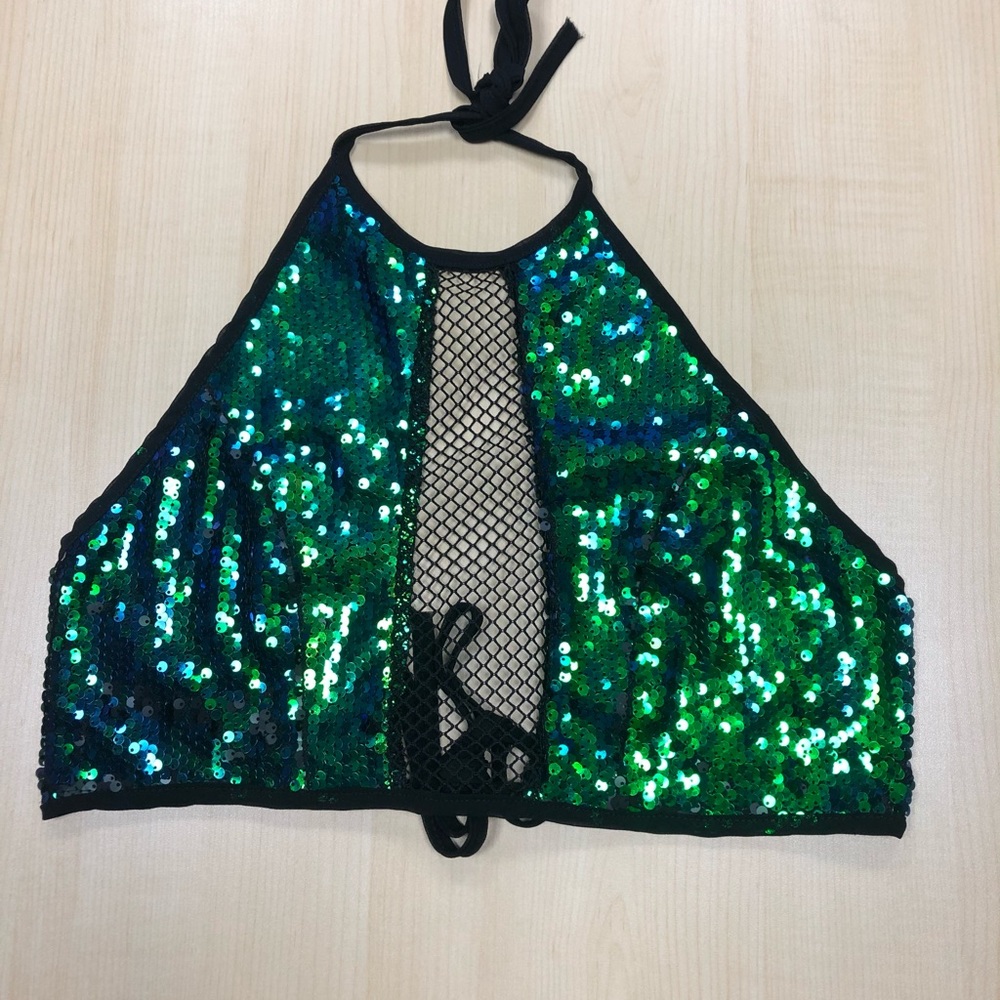 Women’s Bikini Top Green Shimmer Size Small